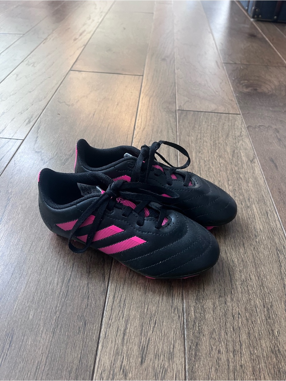 adidas Kids Black and Pink Soccer Sneakers - size 13 toddler/kids